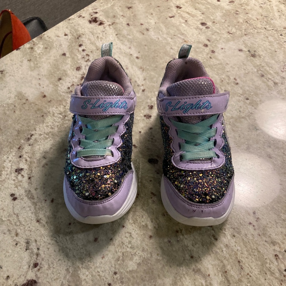Purple & Black Glitter Skechers Size 12 Good Condition